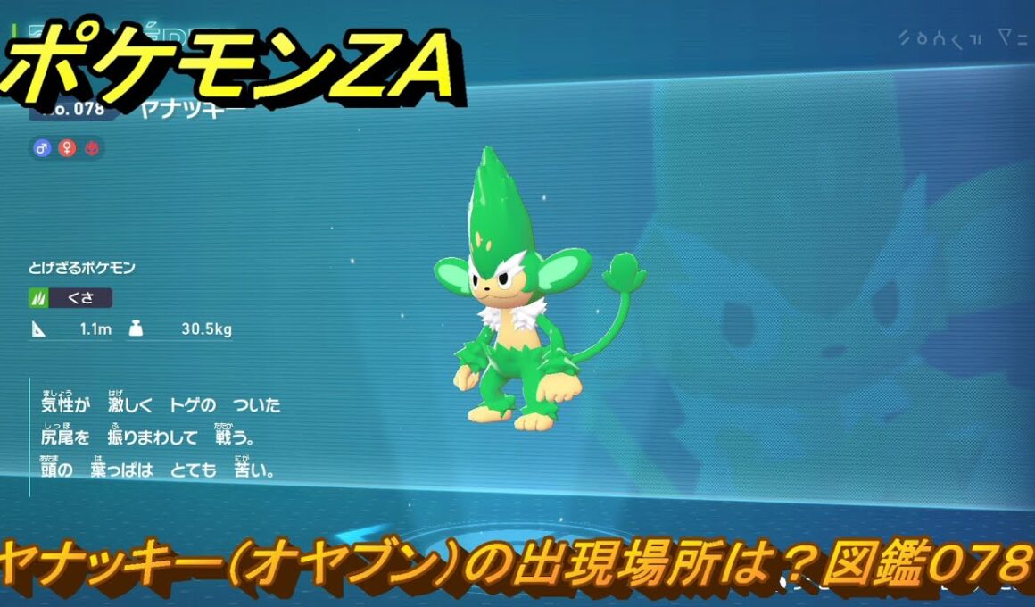 ポケモンＺＡ　ヤナッキー（オヤブン）の出現場所は？図鑑０７８　＃４３３　【Pokémon LEGENDS Z-A】