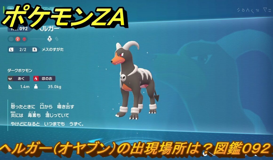 ポケモンＺＡ　ヘルガー（オヤブン）の出現場所は？図鑑０９２　＃４３６　【Pokémon LEGENDS Z-A】