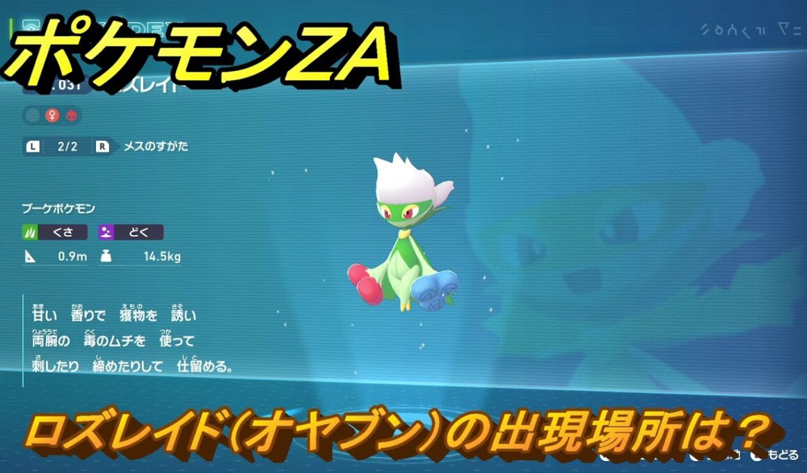 ポケモンＺＡ　ロズレイド（オヤブン）の出現場所は？図鑑０３１　＃４９７　【Pokémon LEGENDS Z-A】