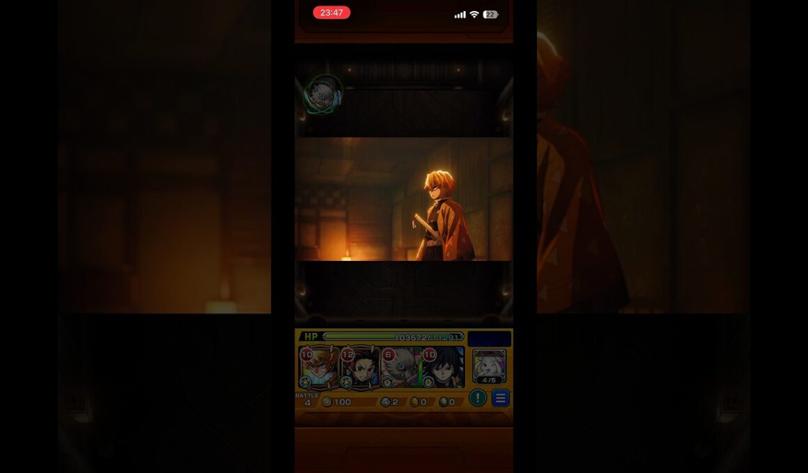 【モンスターストライク】雷の呼吸 我妻善逸使ってみた！！『雷の呼吸 漆ノ型 火雷神』停止後に漆ノ型 火雷神で攻撃 兄貴を倒すオリジナルの型【鬼滅の刃 第4弾コラボ】