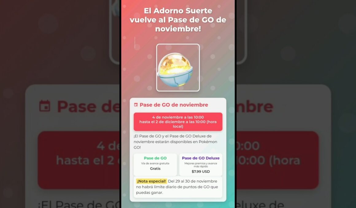 "¡TODO sobre el Pase de GO de Noviembre! Adorno Suerte + Virizion 🎁🎮"