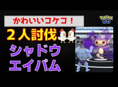 【シャドウエイパム！2人討伐】 #ポケモンgo #ポケモン #pokemongo #レイドバトル #ロケット団