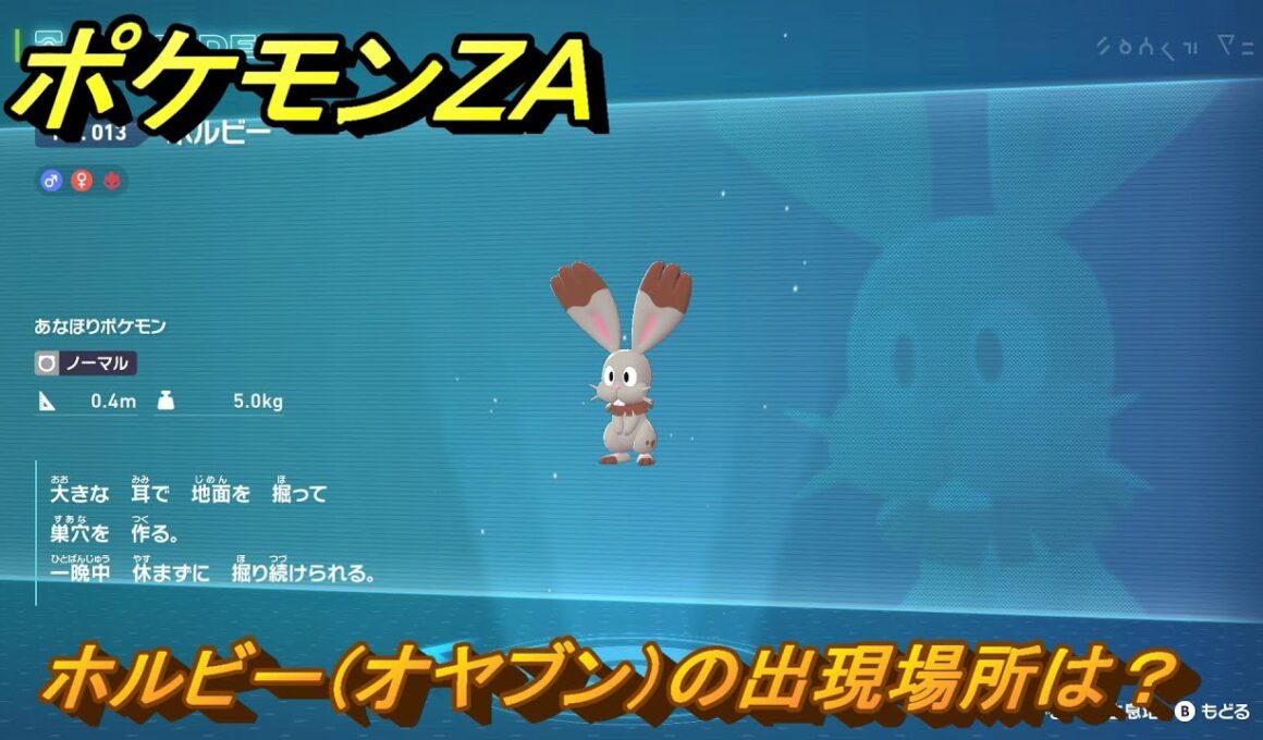 ポケモンＺＡ　ホルビー（オヤブン）の出現場所は？図鑑０１３　＃５８６　【Pokémon LEGENDS Z-A】