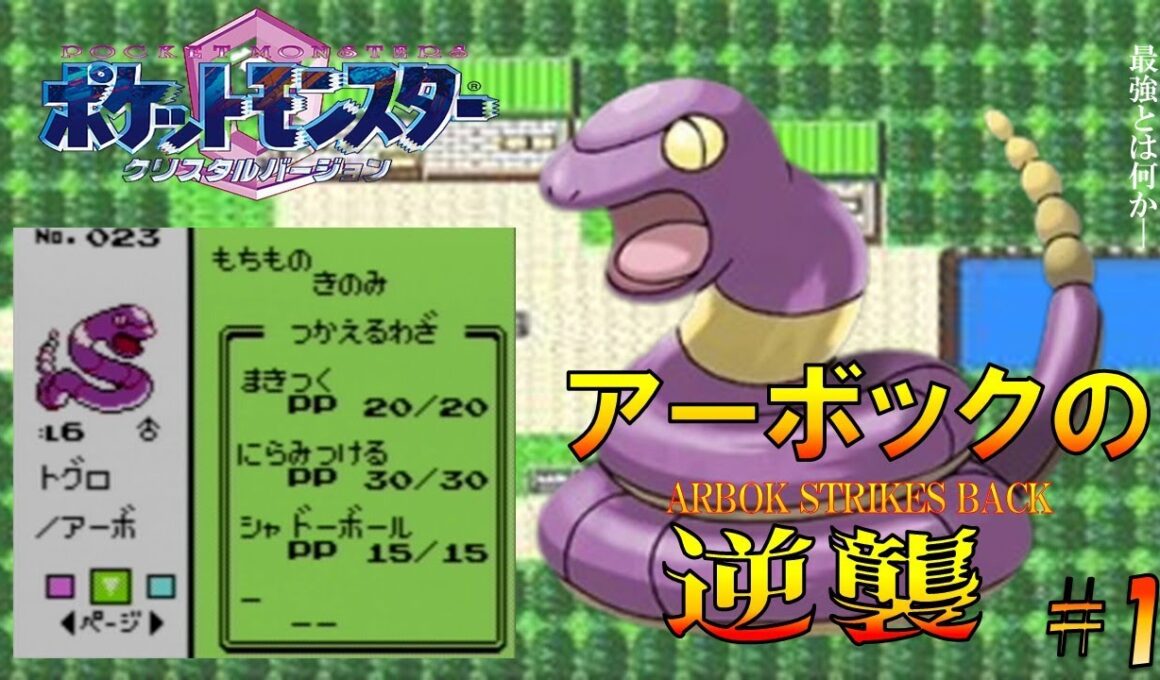 【ポケモンクリスタル】アーボックにシャドーボールを覚えさせてジョウトを旅してレッドに逆襲する!!ポケモン1匹縛りプレイ強化アーボきみにきめた!! part1【ゲーム実況】【縛りプレイ】
