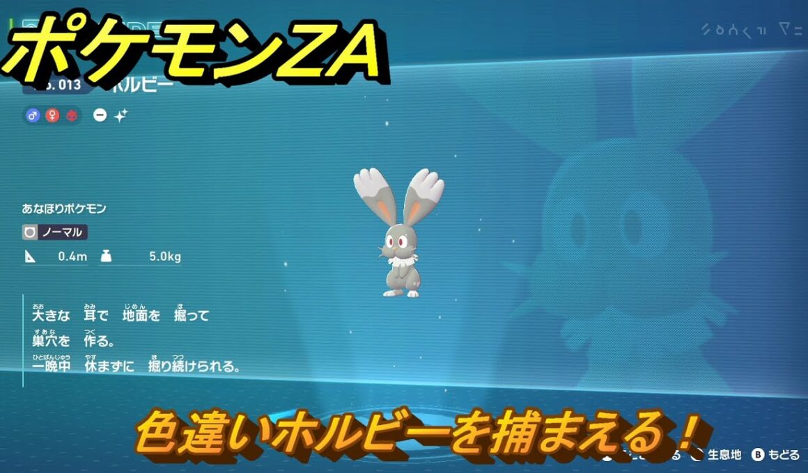 ポケモンＺＡ　色違いホルビーを捕まえる！　＃６０１　【Pokémon LEGENDS Z-A】