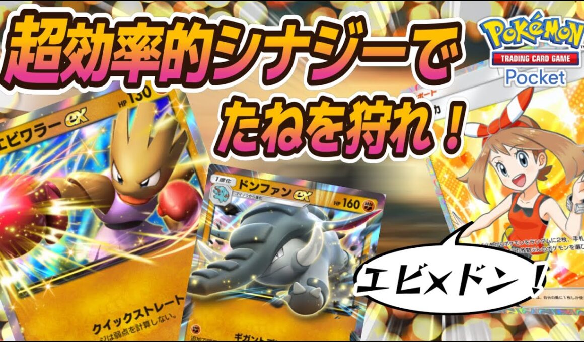 【ポケポケ｜デッキ紹介】超効率的シナジーでたねを狩れ！エビワラー×ドンファン feat. ハルカ（Pokémon TCG Pocket）