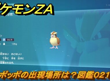 ポケモンＺＡ　ポッポの出現場所は？図鑑０２１　＃２１　【Pokémon LEGENDS Z-A】