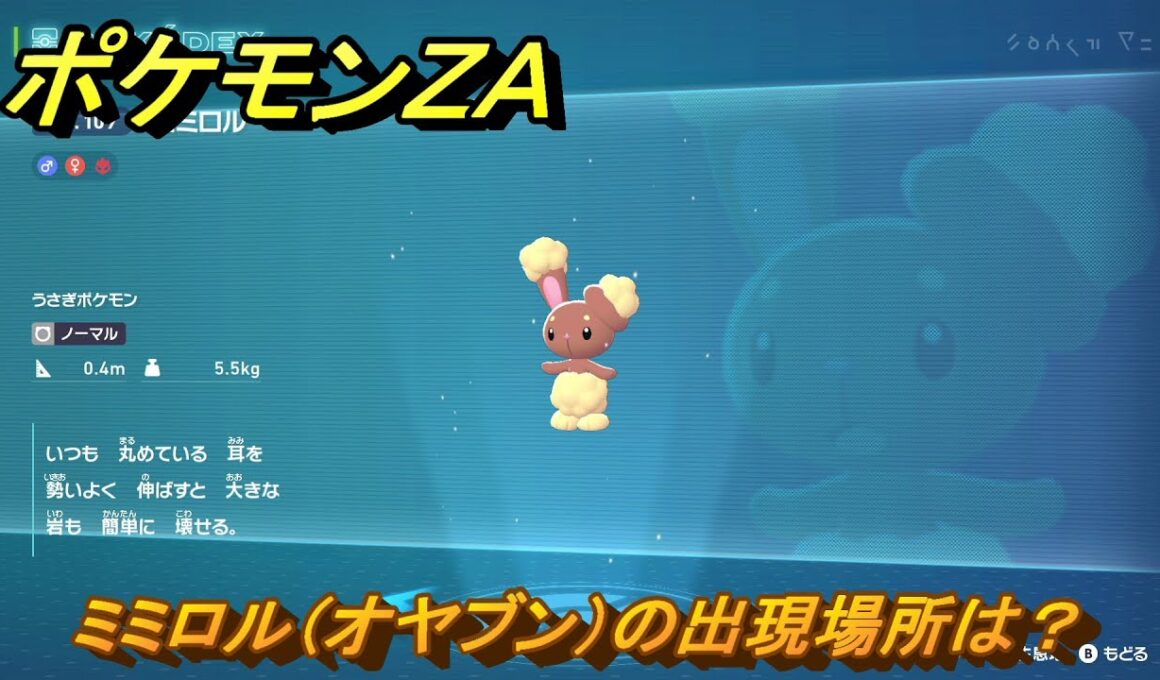 ポケモンＺＡ　ミミロル（オヤブン）の出現場所は？図鑑１０９　＃６０４　【Pokémon LEGENDS Z-A】