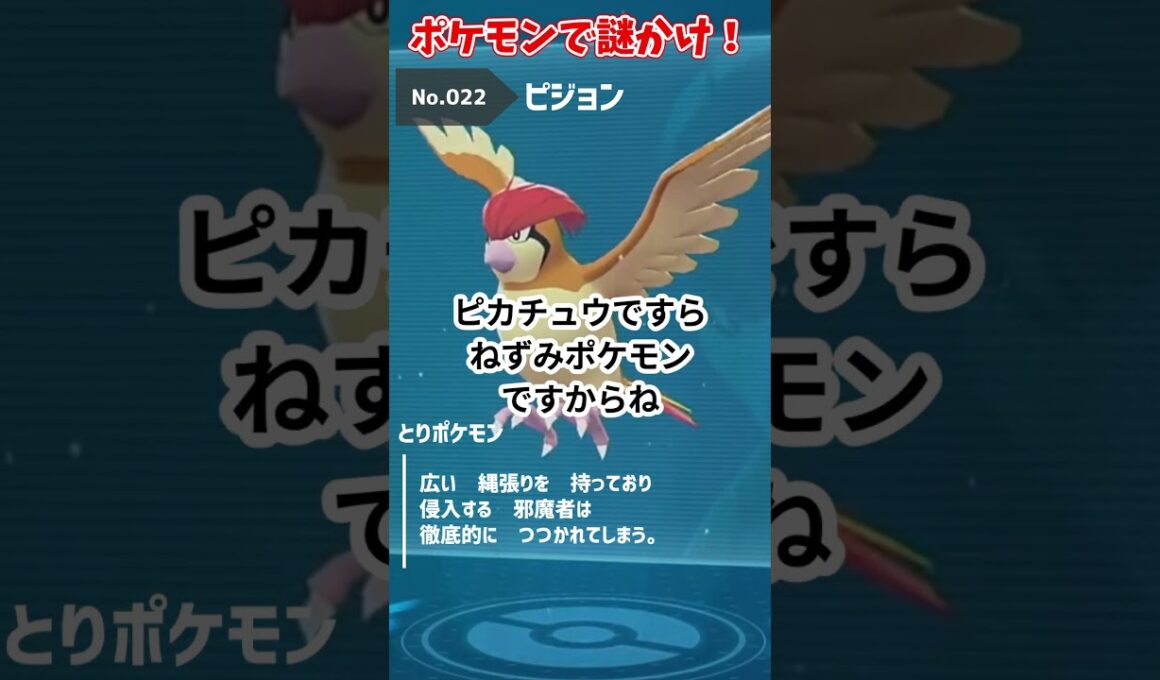【ポケモン謎かけ】「ピジョン」で謎かけ