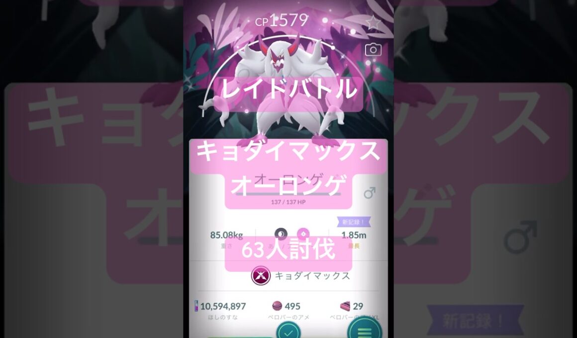 【ワイルドエリア2025】オーロンゲのキョダイマックスレイドバトル参戦動画/63人討伐#ポケモンgo #pokemongo