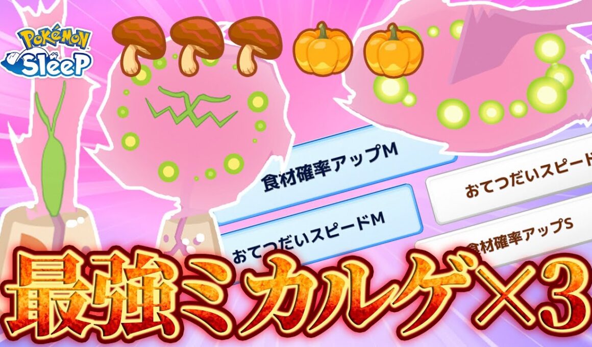 【ポケモンスリープ】3匹連続で最強のミカルゲがやって来ました。これで一生きのこに困りません