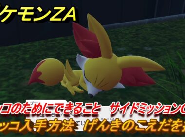 ポケモンＺＡ　フォッコ入手方法　げんきのこえだを探す　フォッコのためにできること　サイドミッション００８　＃８７　【Pokémon LEGENDS Z-A】