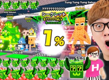 ラッキーブロックで1%シークレットを連続で当てて上級者になるヒカキン【ブレインロットを盗むロブロックス】