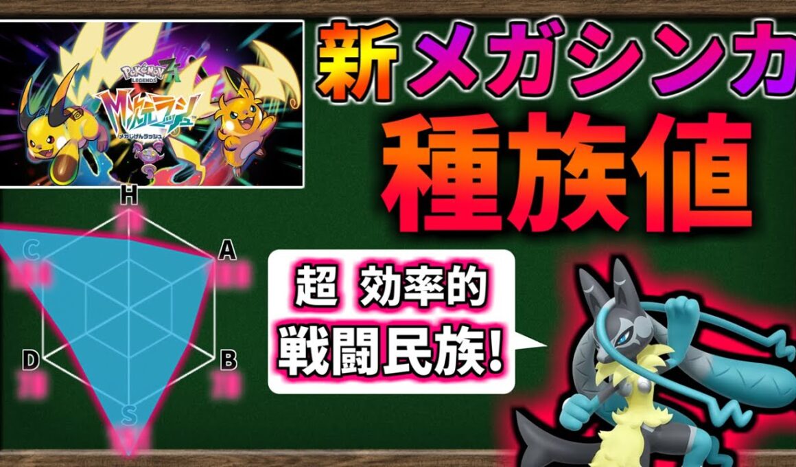 M次元ラッシュ！ DLC で 登場した『新メガシンカ』の ステータス・種族値 を確認してみよう！【ポケモンレジェンズZA】【ゆっくり解説】
