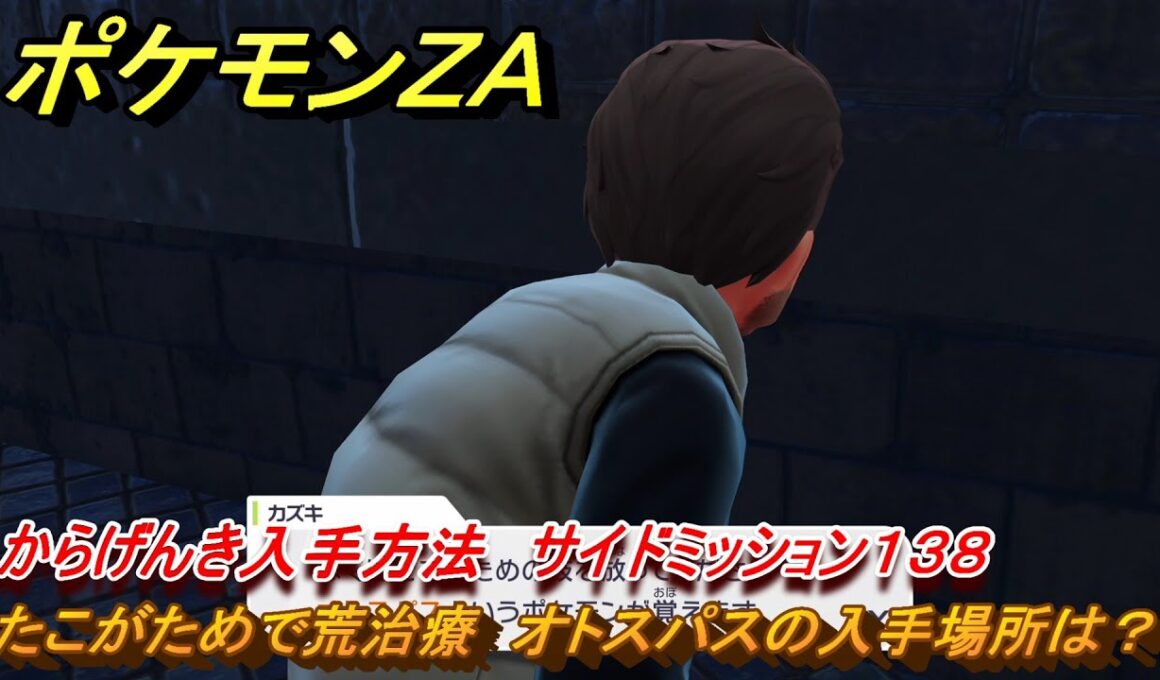 ポケモンＺＡ　たこがためで荒治療　オトスパスの入手場所は？　からげんき入手方法　サイドミッション１３８　＃７２３　【DLC「M次元ラッシュ」】