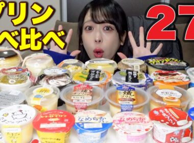 【大食い】コンビニ＆スーパーのプリン27個食べ比べ！1番美味しいのはどれ？