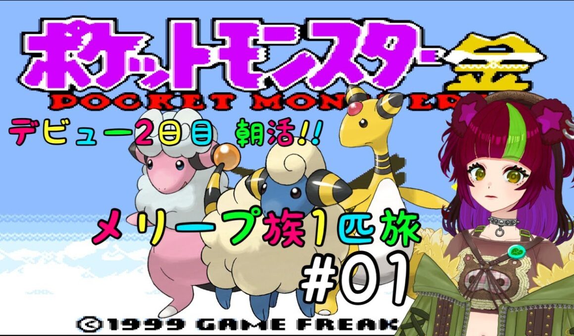 【ポケモン金】朝活！！メリープ一匹旅 #01【デビュー2日目】