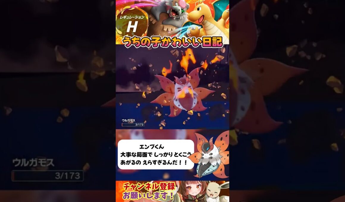 ステロ + 抜群 も 耐え抜くウルガモス🦋  〜うちの子かわいい日 #ポケモン #ポケモンSV #ウルガモス #リーフィア #アシレーヌ