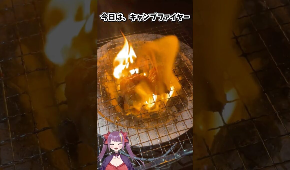 【炭火焼】ホルモンで行うキャンプファイヤー　#飯テロ #shorts