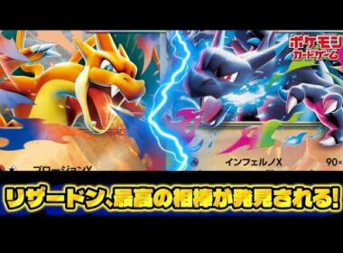 【ポケカ】メガリザードンの最高相棒、発見される!皆さんはメガリザードンXかメガリザードンY、どちらを採用する？？