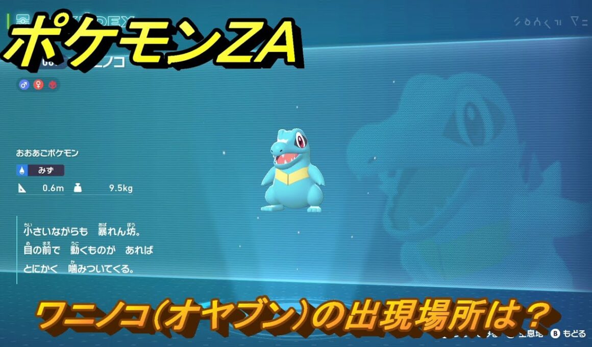 ポケモンＺＡ　ワニノコ（オヤブン）の出現場所は？図鑑００７　＃４９９　【Pokémon LEGENDS Z-A】
