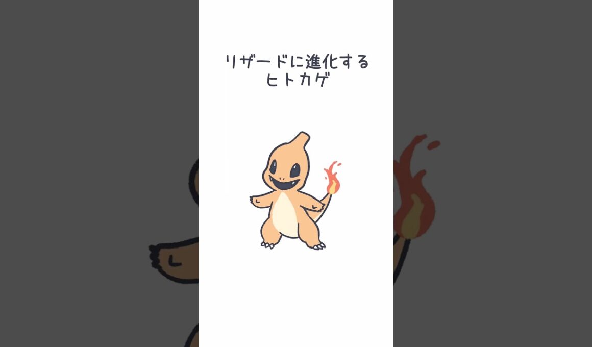 リザードに進化するヒトカゲ #ポケモン #ヒトカゲ #リザード #pokemon #charizard