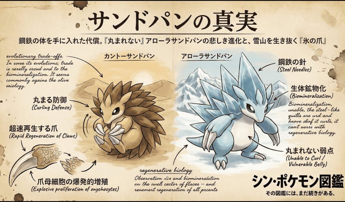 【0028｜サンドパン】鋼鉄の体を手に入れた代償。「丸まれない」アローラサンドパンの悲しき進化と、雪山を生き抜く「氷の爪」