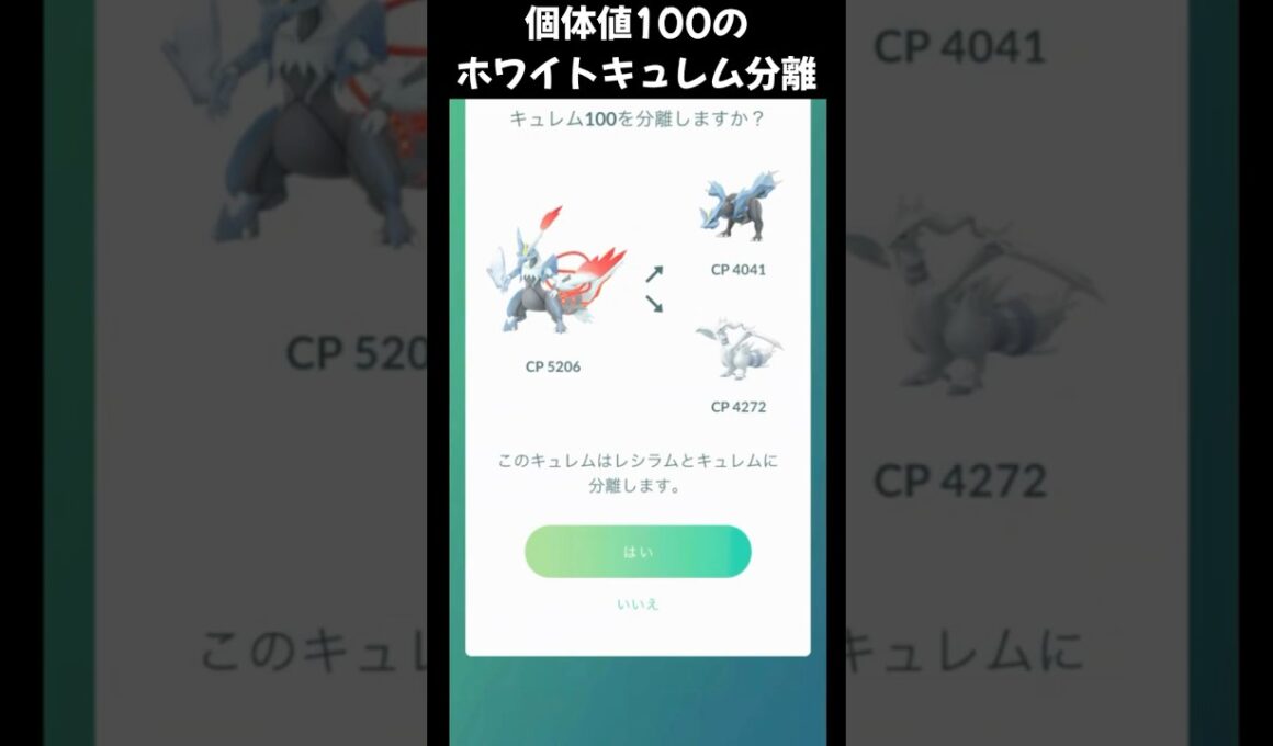 前回の失敗を回収。分離したら100％レシラムが出てきた… #ポケモンgo
