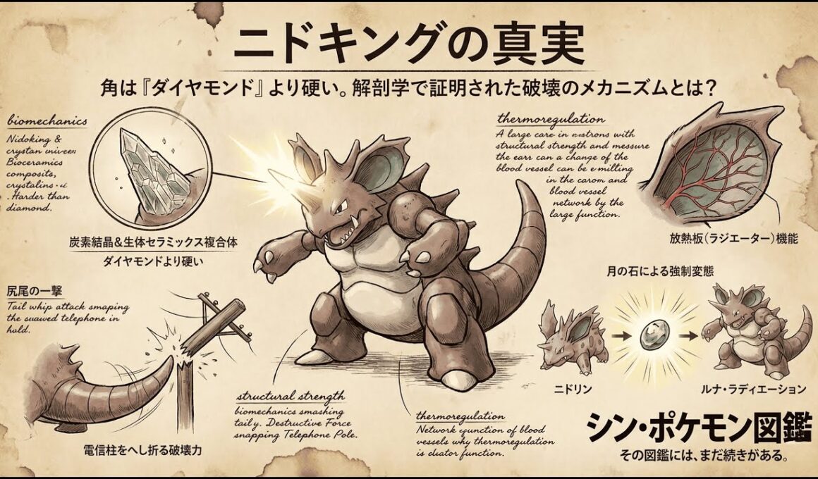 【0034｜ニドキング】ニドキングの角は「ダイヤモンド」より硬い。解剖学で証明された破壊のメカニズムとは？