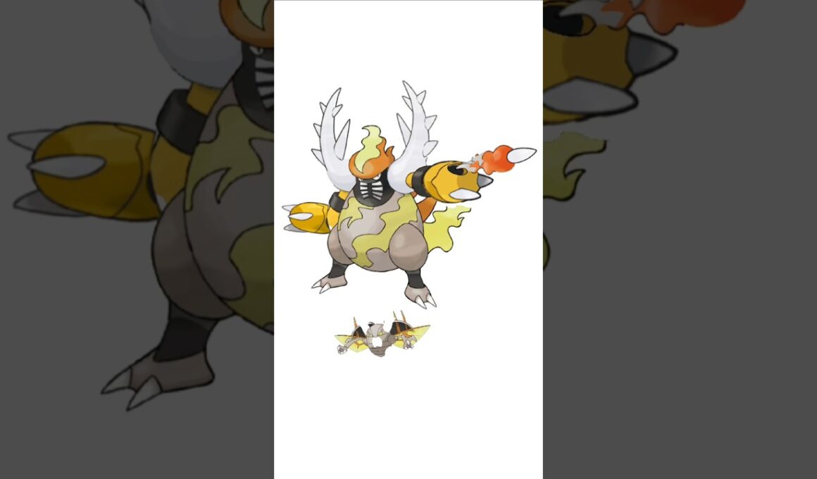 ブーバーン＋メガカイロス。ツノミサイル　#ポケモンフュージョン #新メガ進化 #色違いポケモン #伝説のポケモン #改造ポケモン