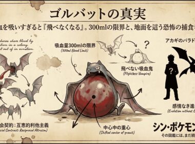 【0042｜ゴルバット】ゴルバットは血を吸いすぎると「飛べなくなる」。300mlの限界と、地面を這う恐怖の捕食者