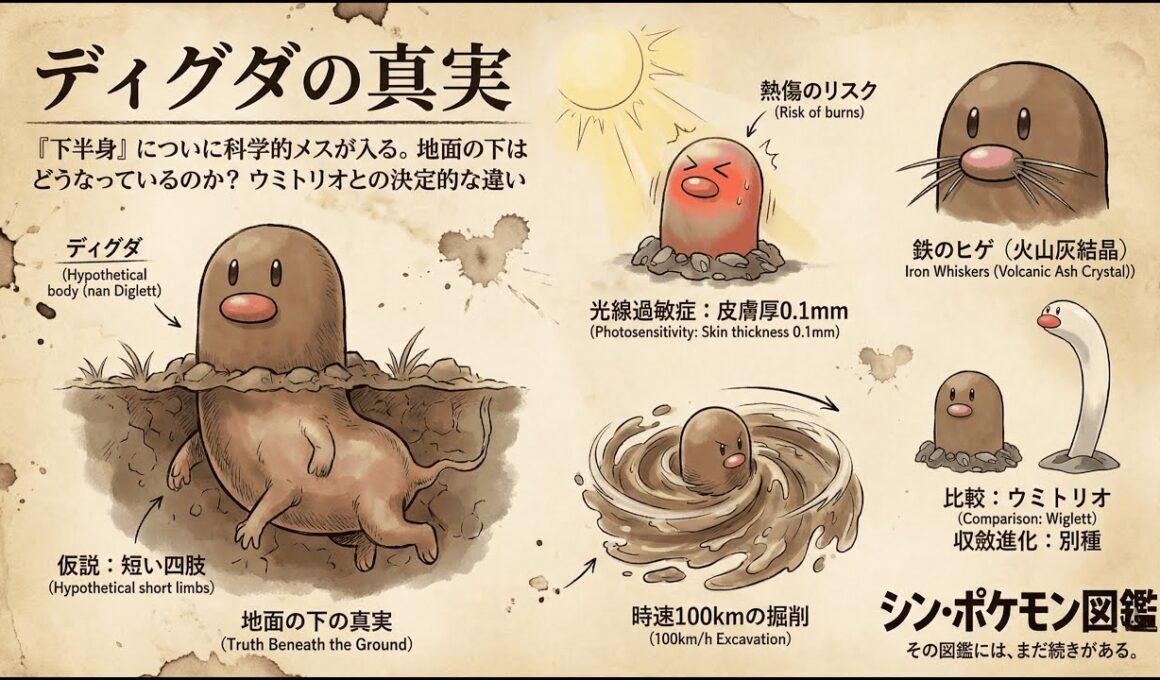 【0050｜ディグダ】ディグダの「下半身」についに科学的メスが入る。地面の下はどうなっているのか？ウミトリオとの決定的な違い