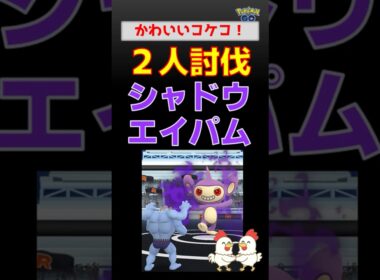 かわいい！【シャドウエイパム！2人討伐】 #ポケモンgo #ポケモン #pokemongo #レイドバトル #ロケット団
