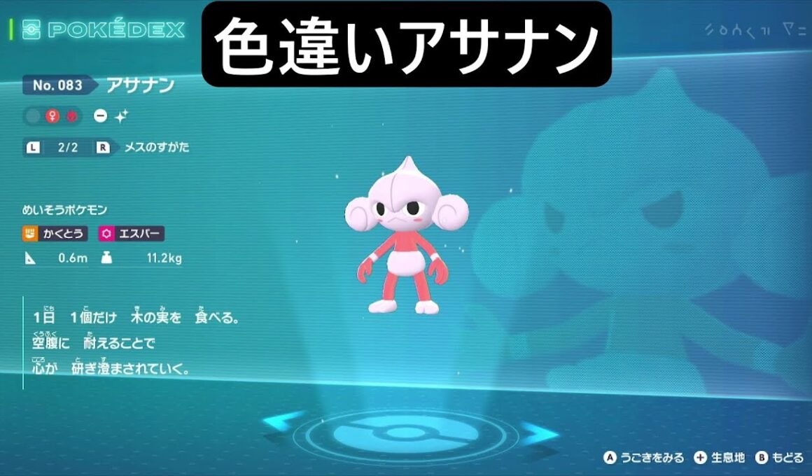 色違いアサナン ポケモンレジェンズZA Pokémon LEGENDS Z-A