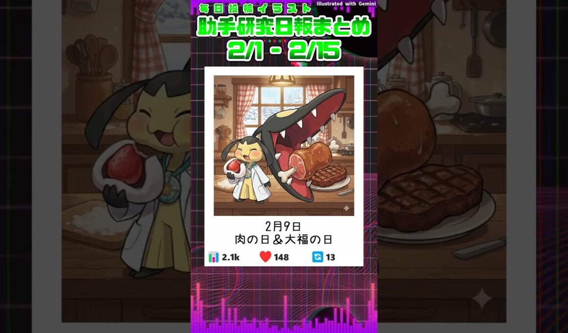 【Xで話題】クチートの毎日投稿イラストをポケミク『メロメロイド』に乗せて爆速で紹介してみた【助手クチート研究日報まとめ／2026年2月上期】 #shorts