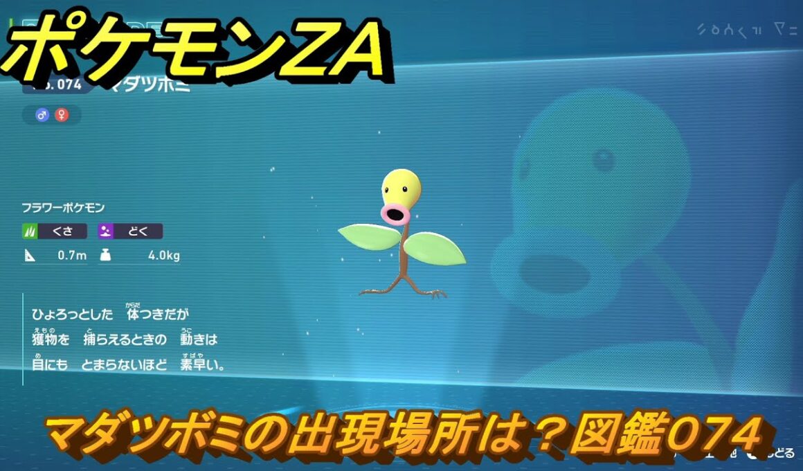 ポケモンＺＡ　マダツボミの出現場所は？図鑑０７４　＃３９　【Pokémon LEGENDS Z-A】