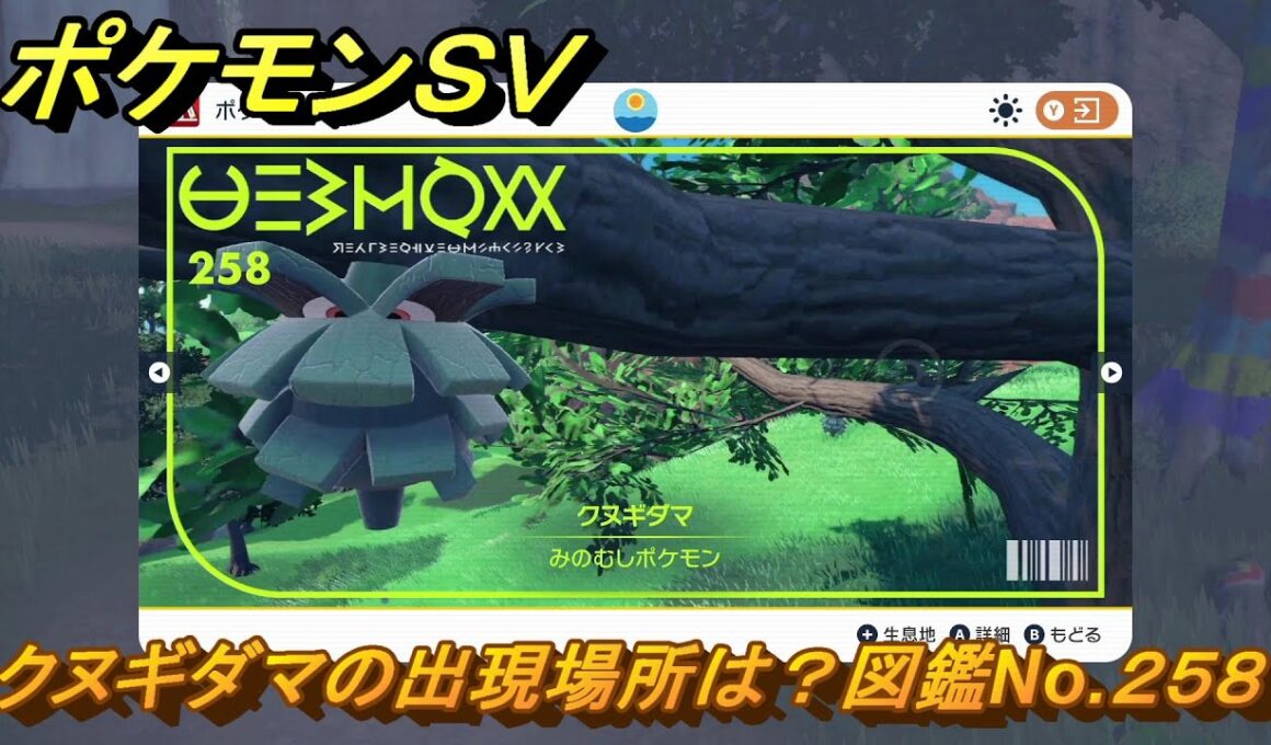 ポケモンＳＶ　クヌギダマの出現場所は？図鑑No.２５８　【ポケモンバイオレット・スカーレット】
