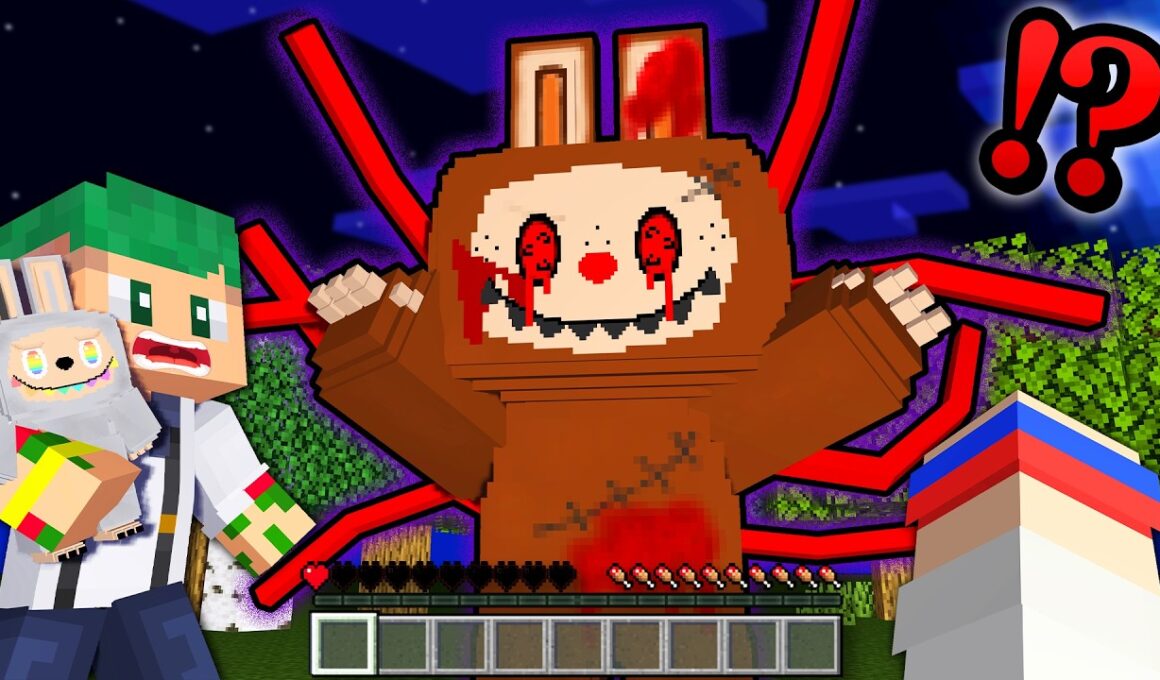 呪われた血だらけの『ラブブ』人形が襲って来るマインクラフト！化け物から急いで逃げろ!!🩸💨【まいくら・Minecraft】よろずや🍭