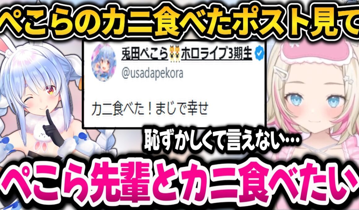 ぺこらとカニ食べに行きたい事を言えないモココ【ホロライブ切り抜き/兎田ぺこら/フワモコ】