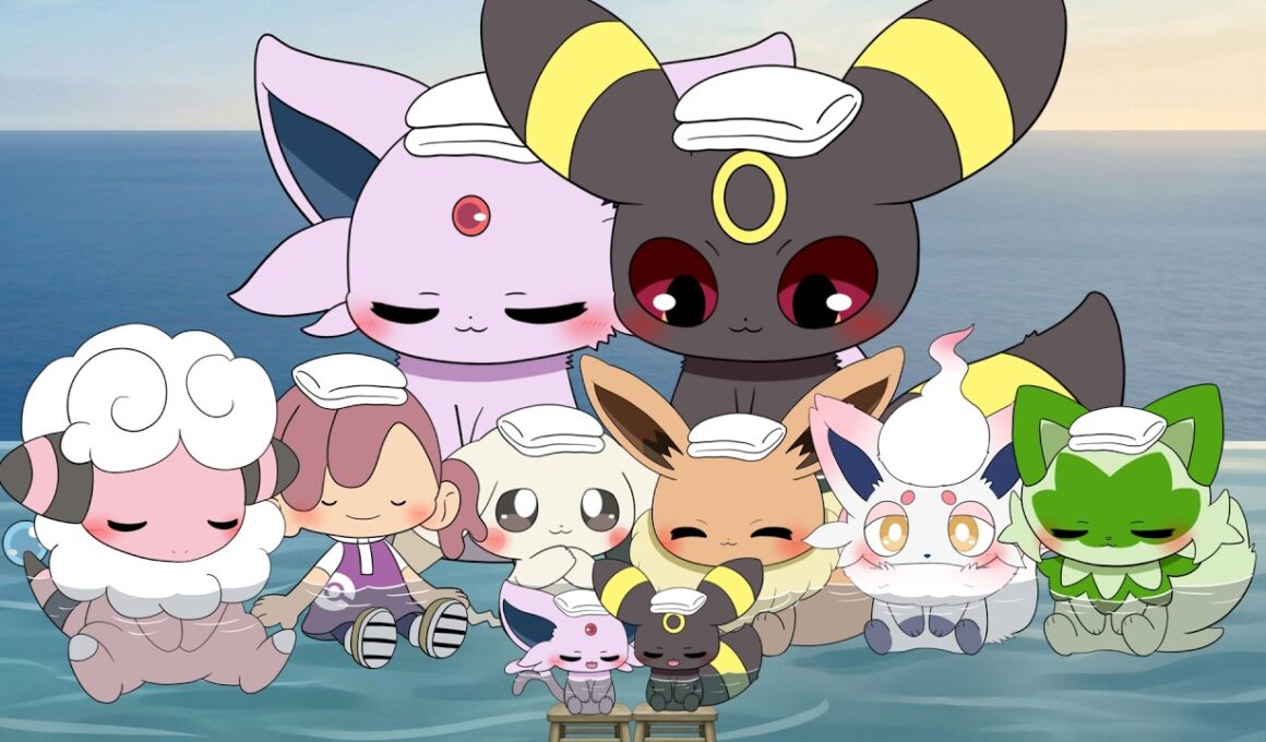 ブラッキーたちをインフィニティ温泉で癒してあげよう！【ぽこあポケモン】