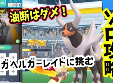 【ポケモンGO】油断大敵ソロ攻略！メガヘルガーレイドをメガバシャーモ1匹だけで弱点のかくとう技で対策して1人討伐！メガヘルガーを攻略するメリットなども解説