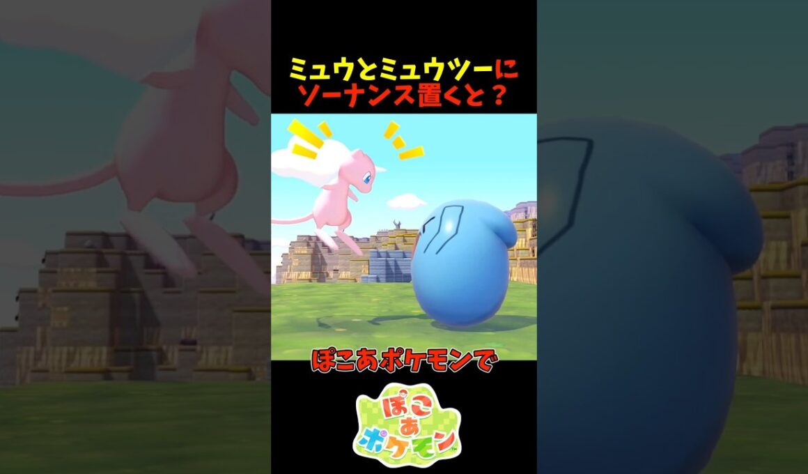 【ぽこあポケモン】ミュウとミュウツーの前に起き上がりソーナンスを置くと？