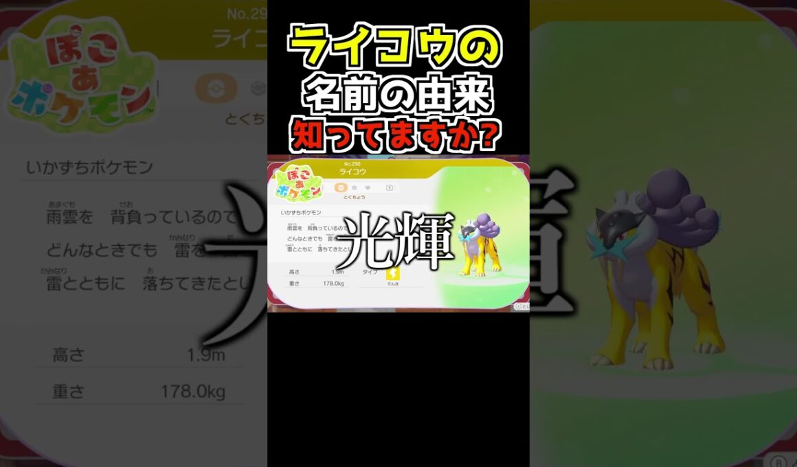 【ぽこあポケモン】ライコウの名前の由来知ってますか？#ぽこあポケモン #ぽこあ #ポケモン #ゲーム実況 #shortsvideo #shorts