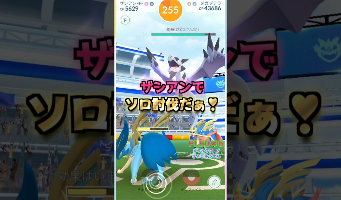 メガプテラをソロ討伐!!ザシアンver【ポケモンGO】