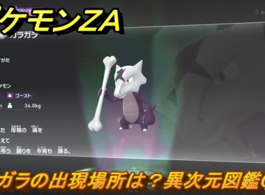 ポケモンＺＡ　ガラガラの出現場所は？異次元図鑑０１０　＃７９０　【DLC「M次元ラッシュ」】