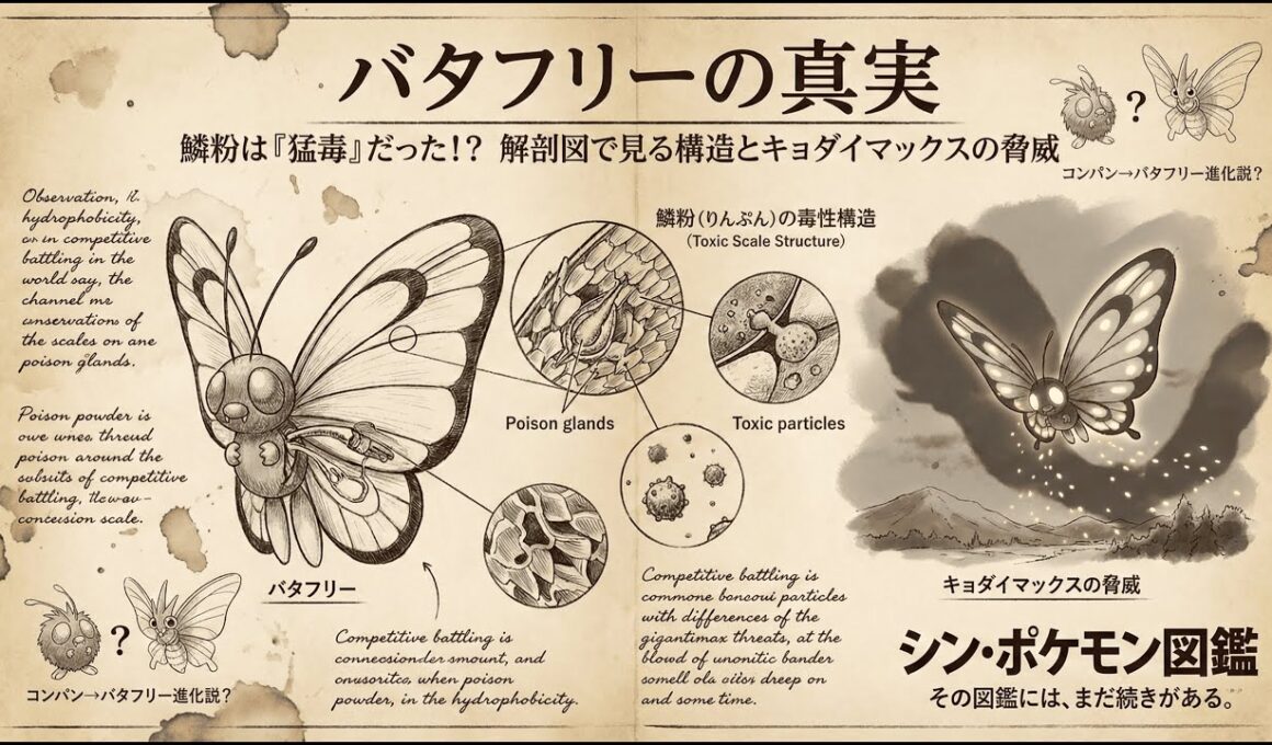 【0012｜バタフリー】鱗粉は「猛毒」だった！？解剖図で見るバタフリーの構造と、キョダイマックスの脅威