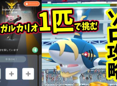 【ポケモンGO】ソロ攻略！メガサメハダーレイドをメガルカリオ1匹だけでかくとう技で弱点をついて対策して1人討伐！メガサメハダーをやるメリットなども詳しく解説