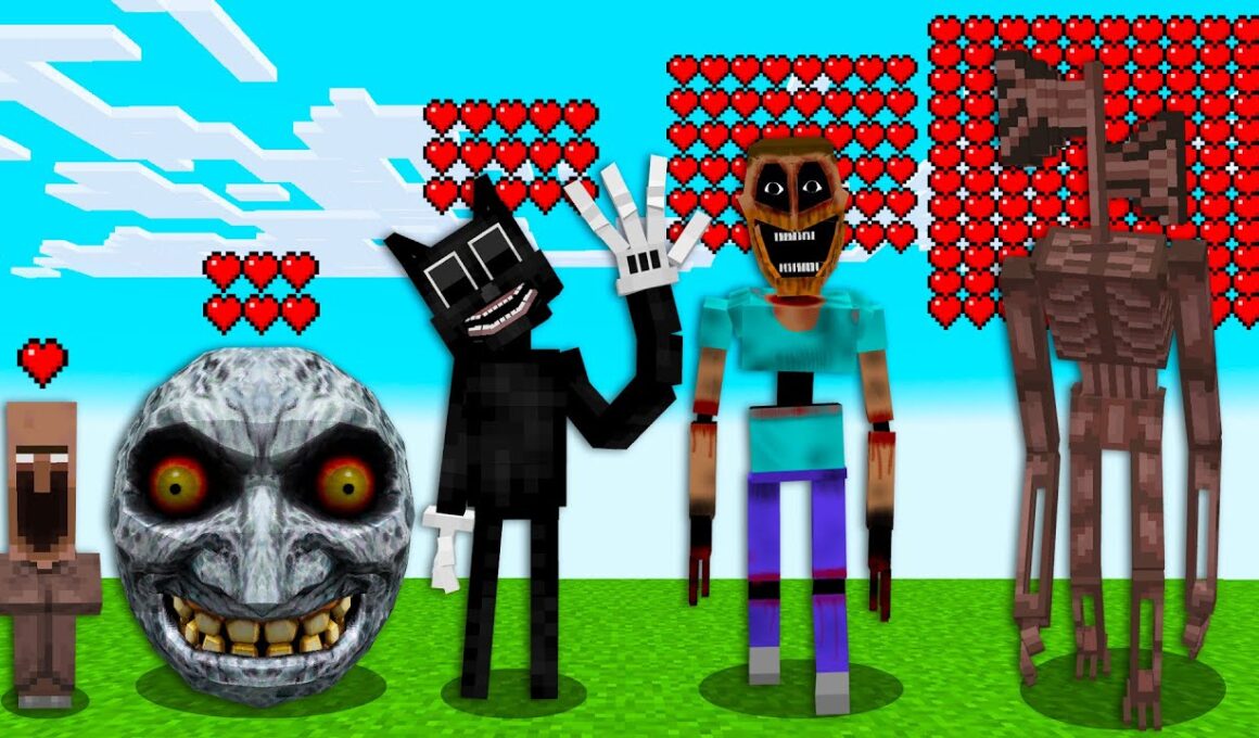 都市伝説モブたちに変身できる世界がヤバすぎた【まいくら・マインクラフト・カートゥンキャット/ルナムーン/サイレンヘッド/トレインイーター】