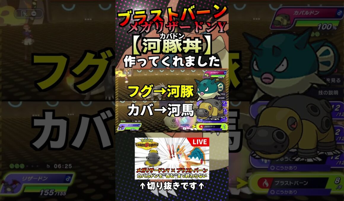 ブラストバーン×メガリザードンYの超火力、カバルドンを"河豚丼"にしてしまいました【ポケモンチャンピオンズ】#shorts