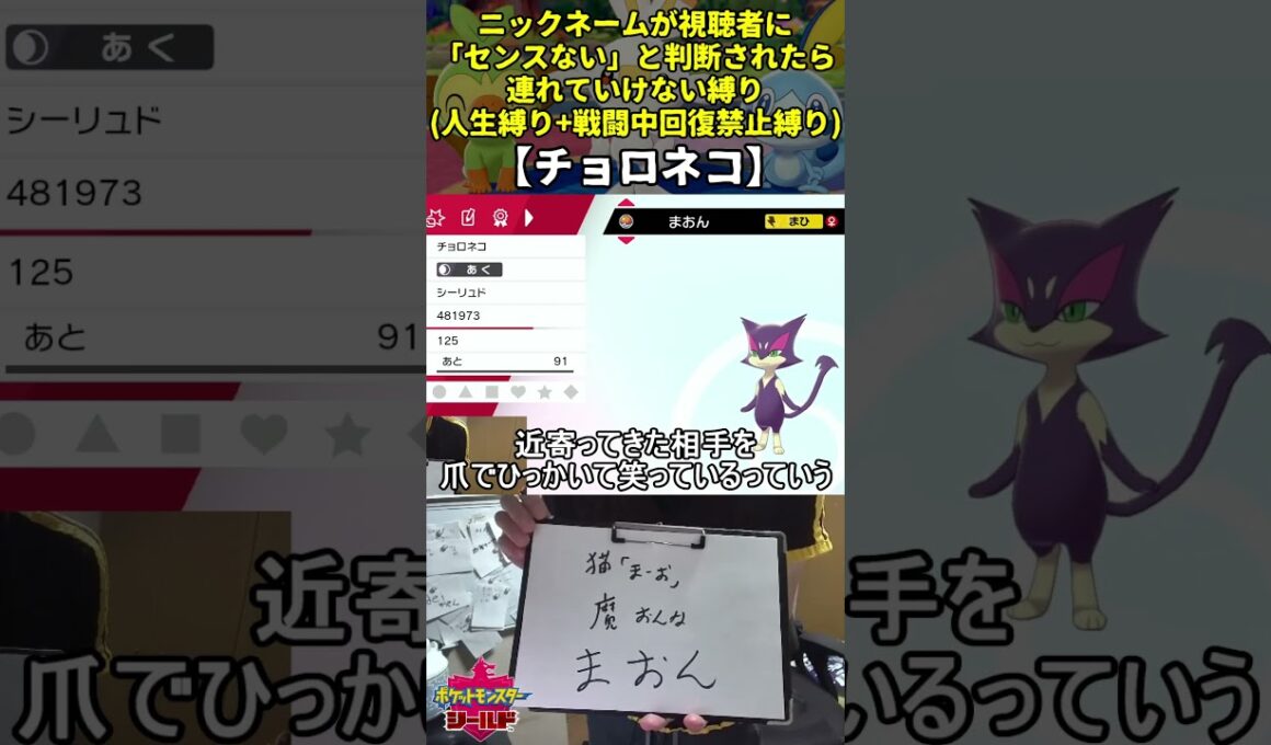 【ポケモン剣盾】ハイセンスニックネーム人生縛り命名集(チョロネコ)【Twitch配信】